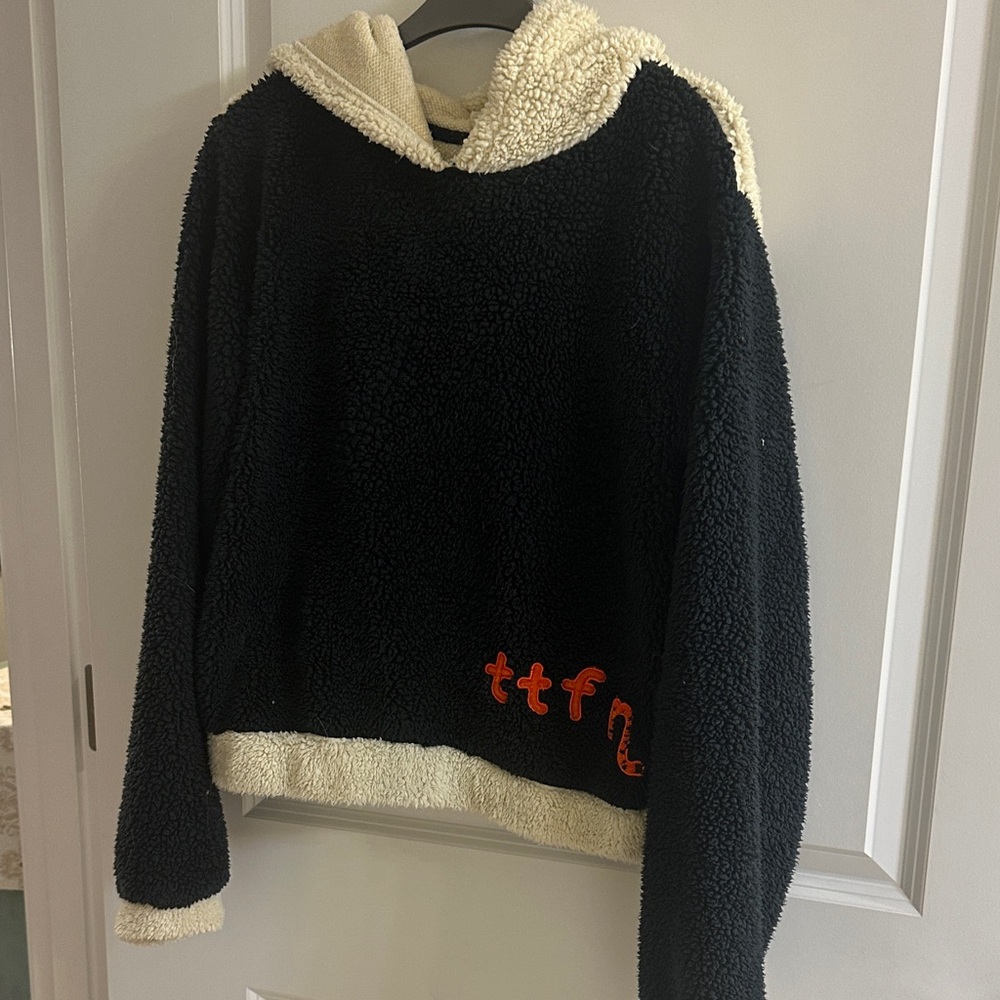 Women's Black and Cream Sherpa Tigger Hoodie